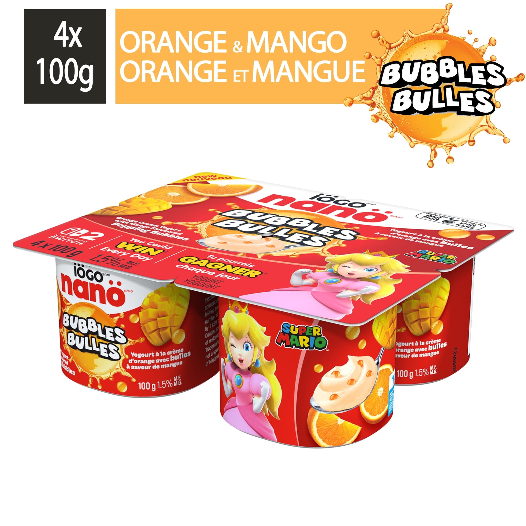 iÖGO nanö Yogourt 1.5 % Bulles crème d’orange mangue 4 x 100 g