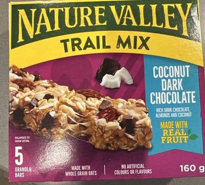 Trail Mix Chewy Granola Bars Coccanut Dark Chocolate