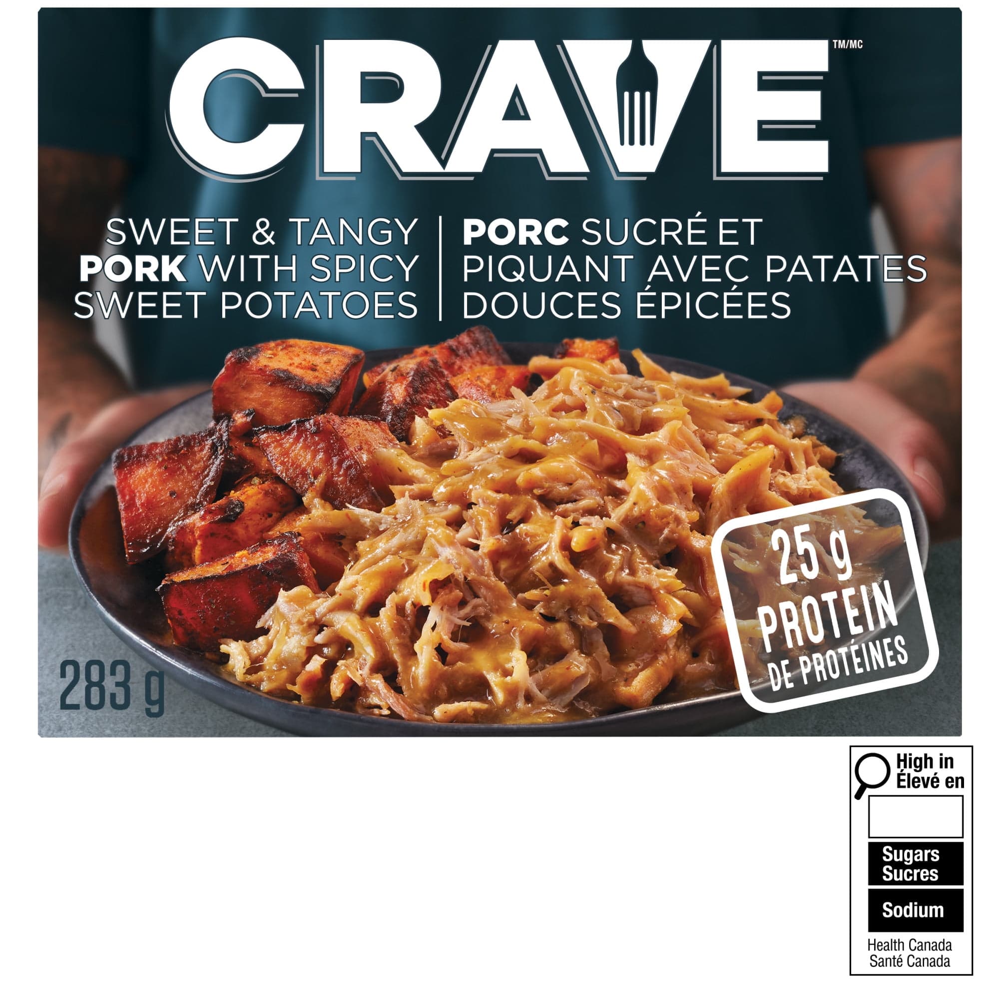 CRAVE Sweet & Tangy Pulled Pork with Spicy Sweet Potatoes Frozen Meal, 283 gr Box, 283g