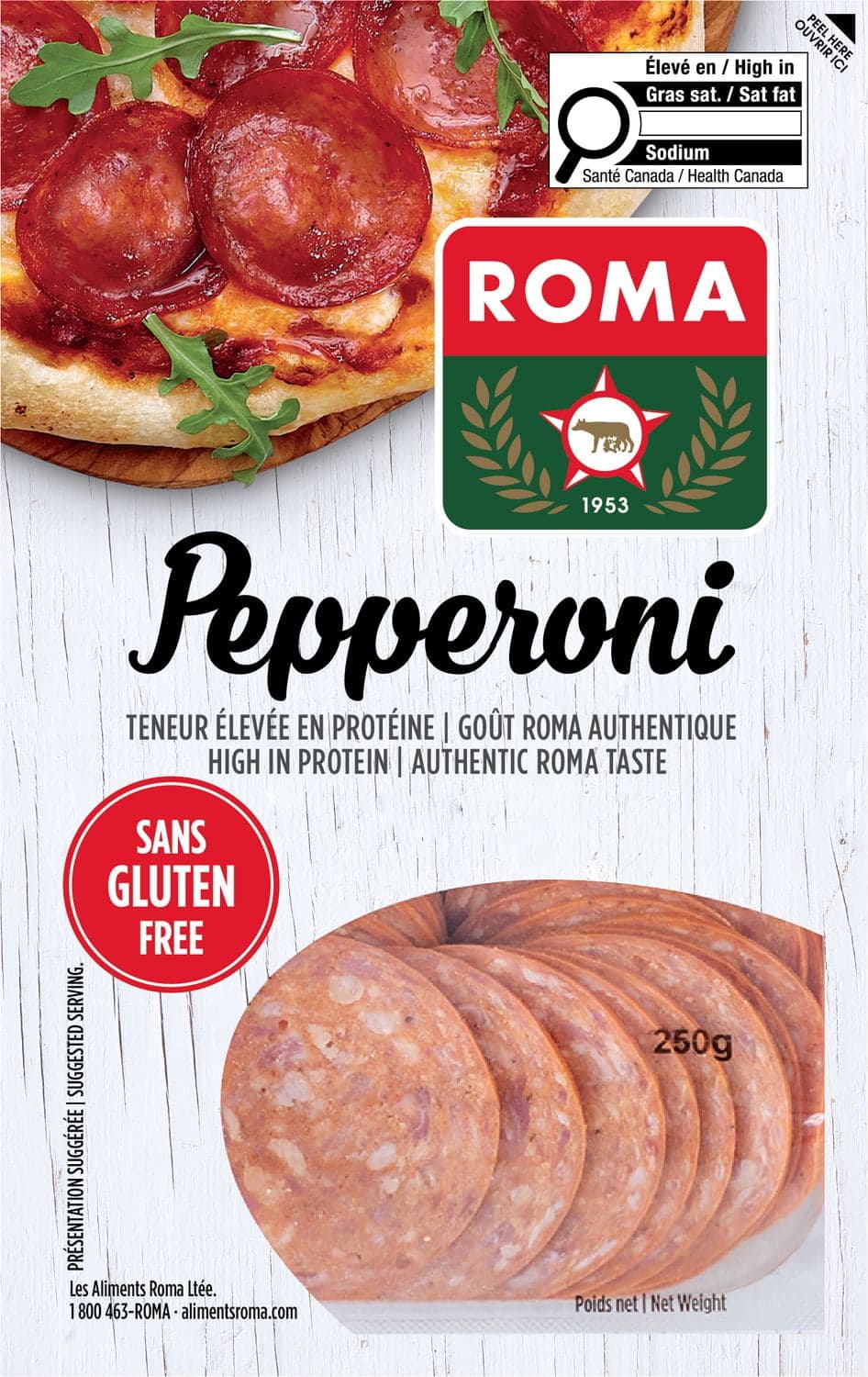 Roma Pepperoni tranché sans gluten 250 g