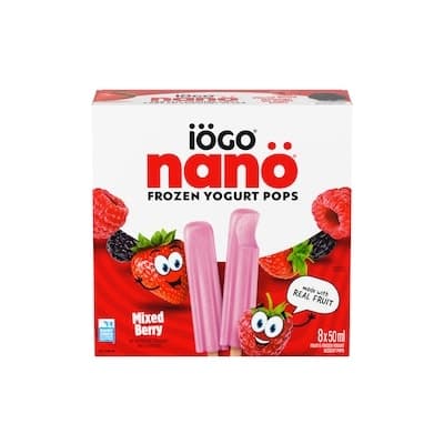 Nano Frozen Yogurt Pops, Mixed Berry, Real Fruit