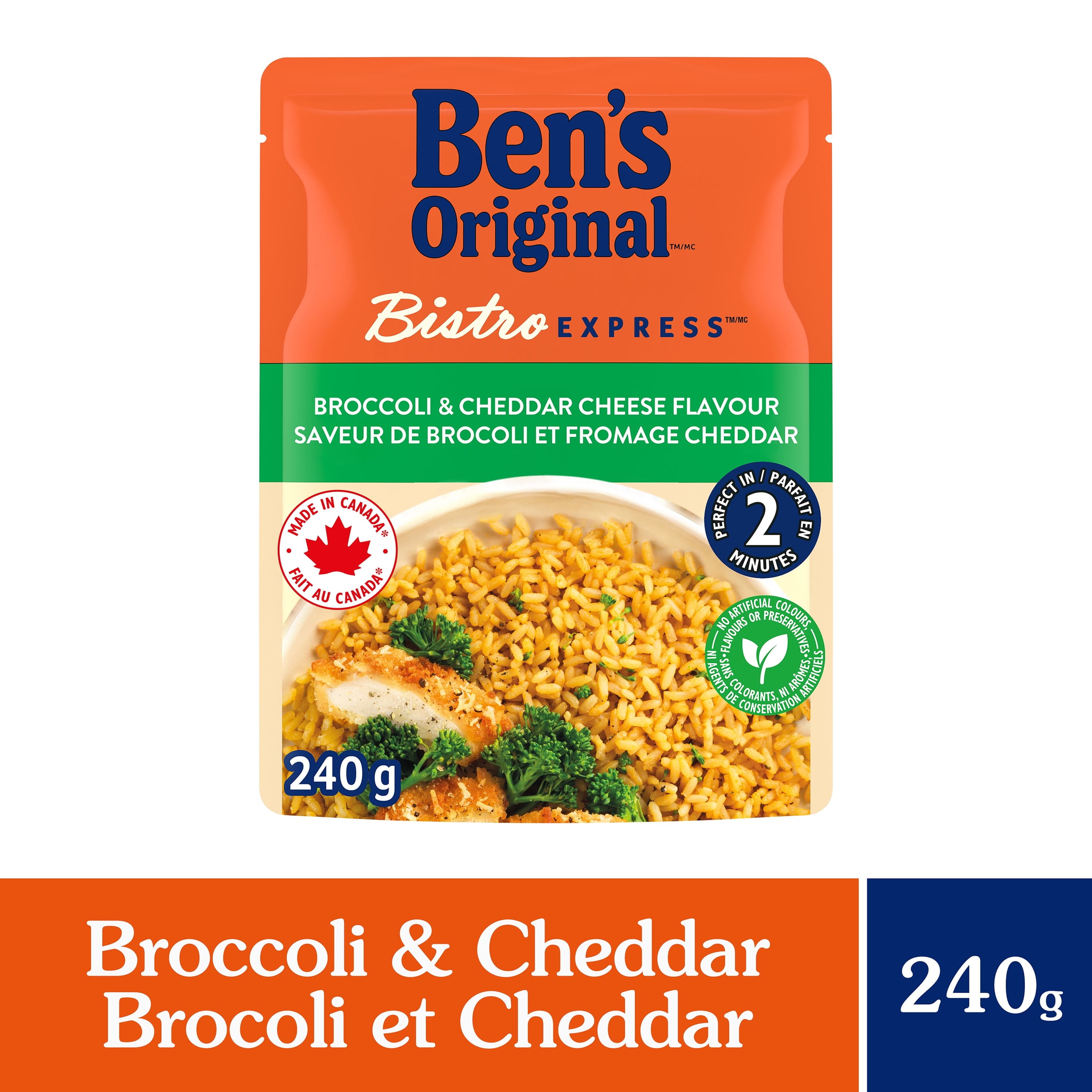 BEN'S ORIGINAL BISTRO EXPRESS Broccoli & Cheddar Rice Side Dish, 240g Pouch