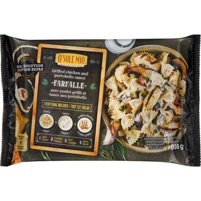 O'Sole Mio Repas Farfalle avec poulet et sauce de champignons 908 g