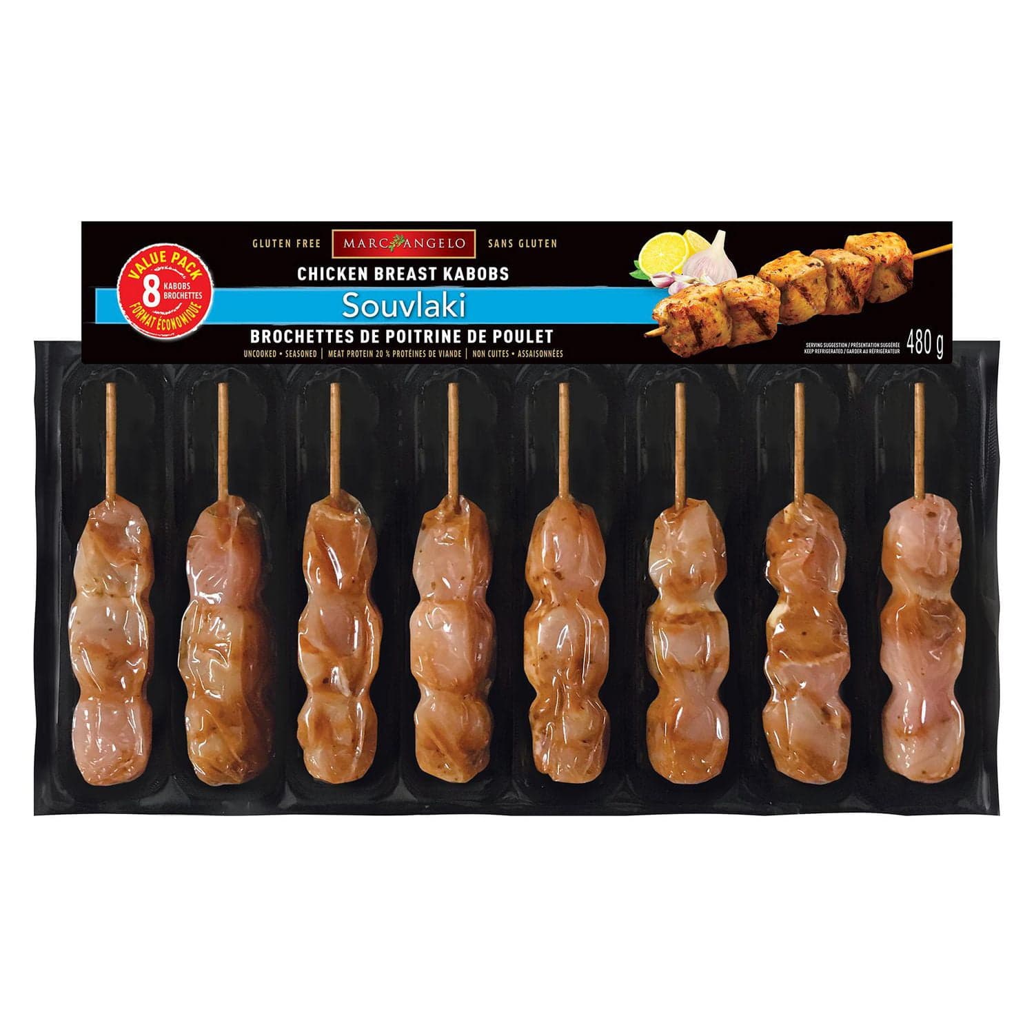 Marcangelo Chicken Kabobs, 8 kabobs, 480 g