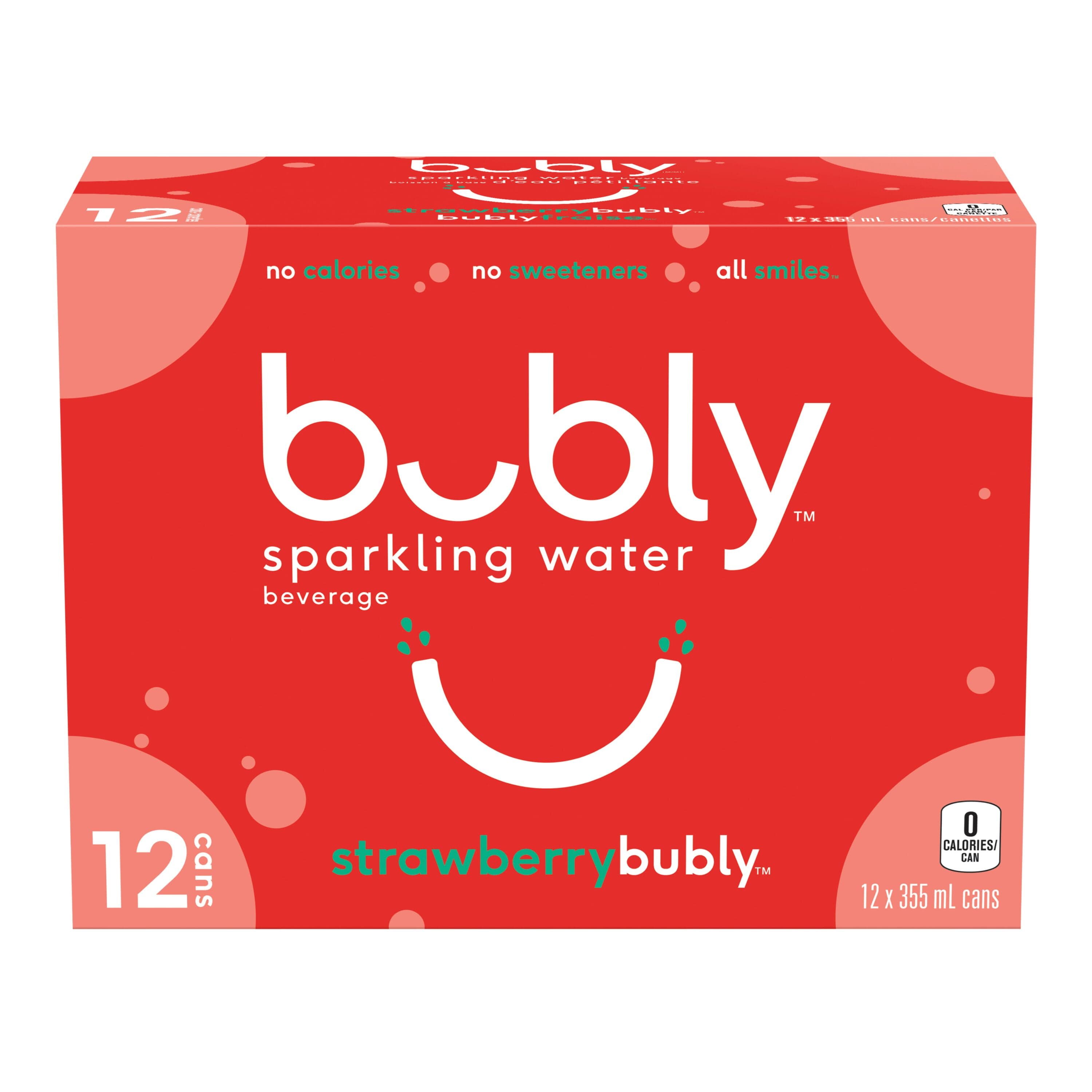 Bubly Strawberry Sparkling Water 12 x355 mL, Cans
