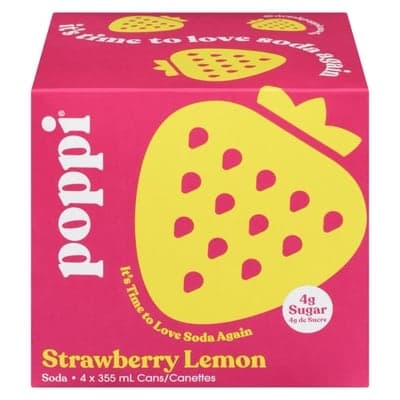 Poppi Soda fraise citron 355 ml (canette)