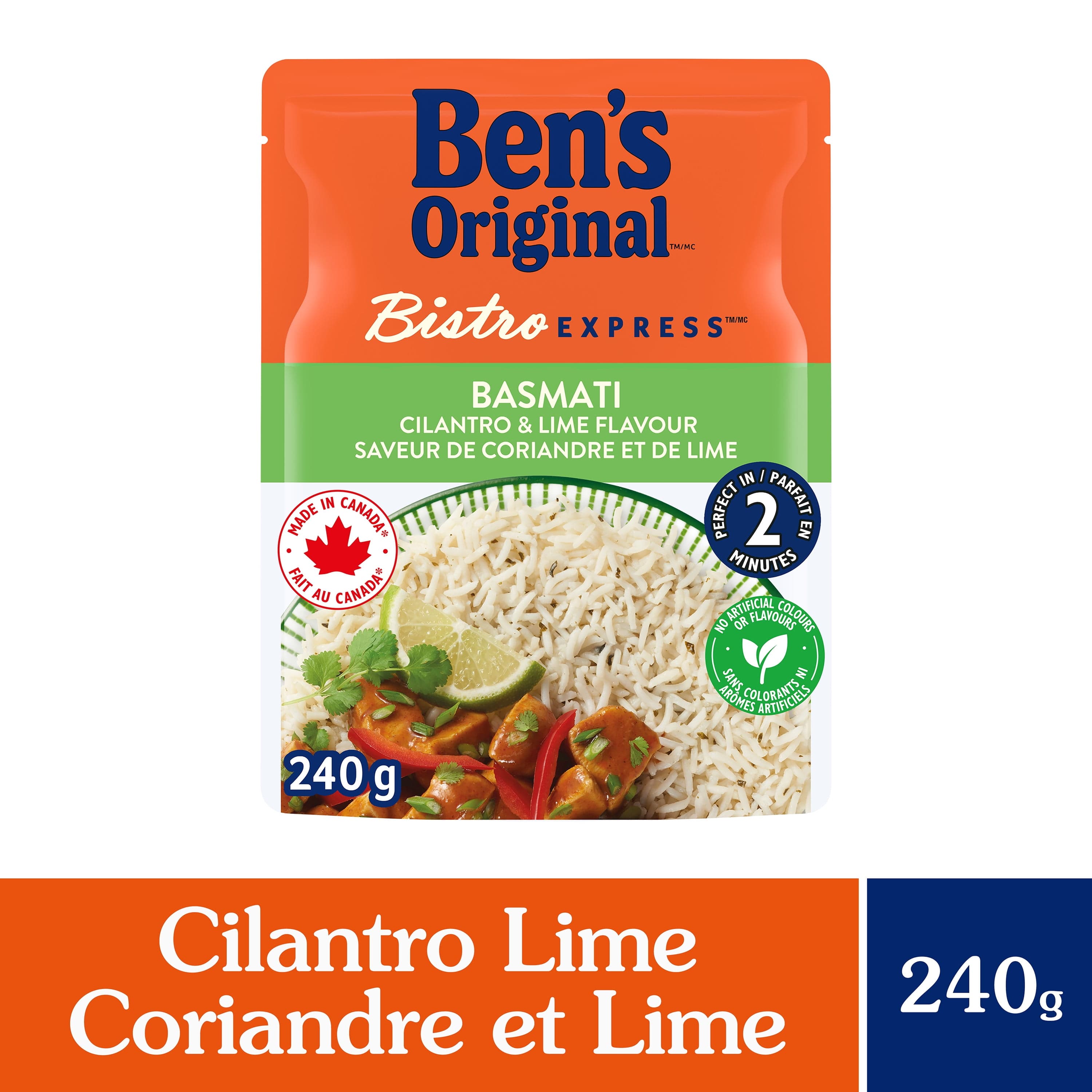 BEN'S ORIGINAL BISTRO EXPRESS Lime Cilantro Flavoured Rice Side Dish, 240g Pouch