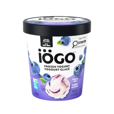 Blueberry Swirl Frozen Yogurt, Real Fruit