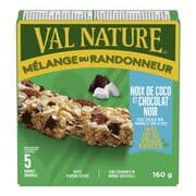 Val Nature barres Granola tendres mélange du randonneur noix de coco et chocolat noir 5 barres 160 g